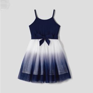 PatPat Navy and White Adjustable Spaghetti Strips Ombre Tulle Dress, Size 8-9Y